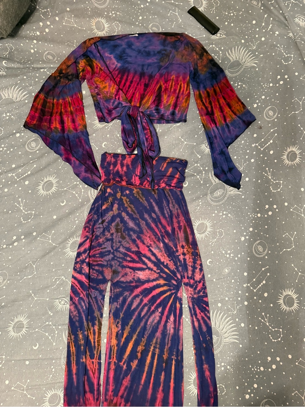 Tie-Dye Two-Piece Set - Purple/Pink